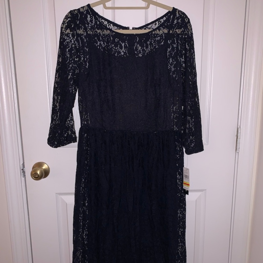 Navy Blue Lace Cocktail Dress Size 12 NWT